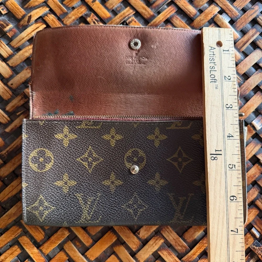 Louis Vuitton Vintage Brown Monogram Long Wallet Classic Designer OS Old Money